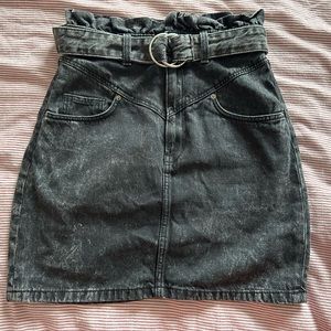 High-waisted denim skirt